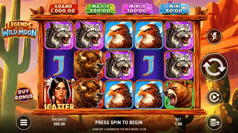 Legends of the Wild Moon - 5x3 gitter spilskærm